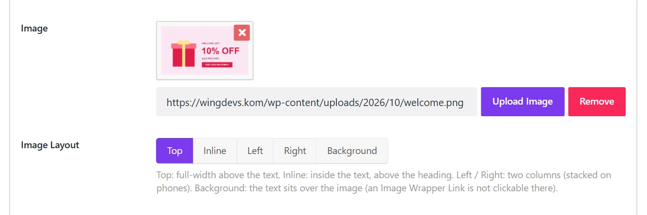 The Image Layout option
