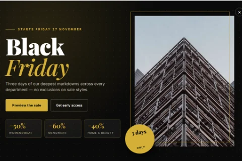 A popup built from a template