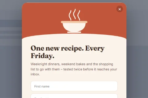 A signup popup