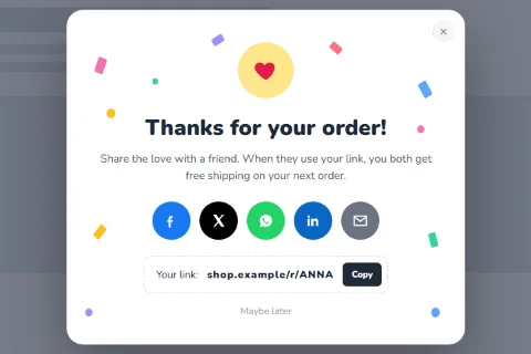 A social share popup