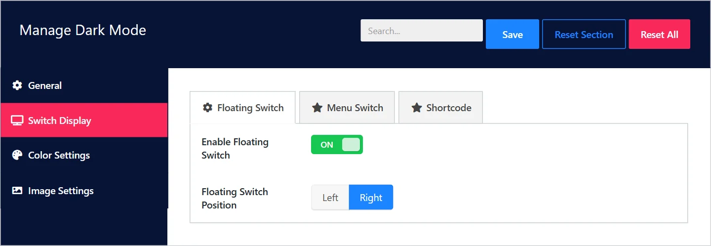 The Floating Switch tab