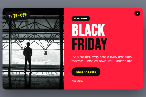 Black Friday split popup preset