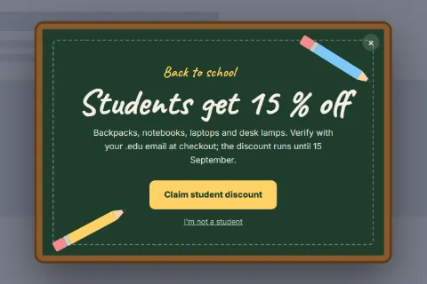 Student discount preset