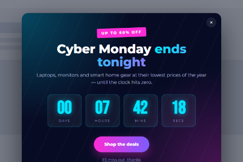 Cyber Monday countdown preset