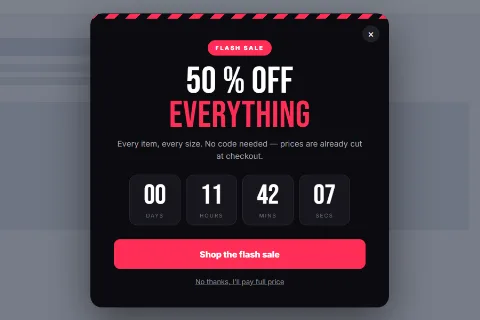 Countdown popup