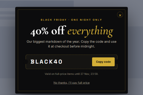 Gold ticket coupon preset