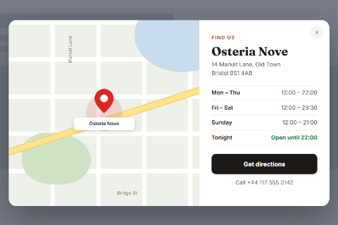 Map popup preset