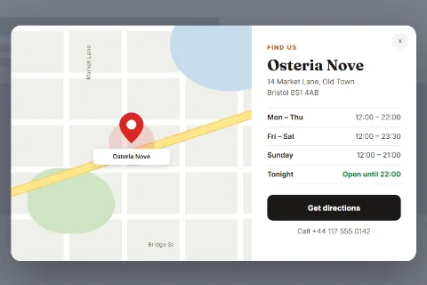 Map popup preset