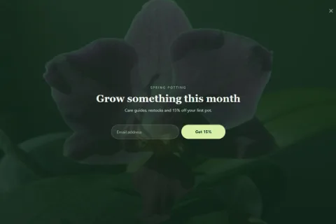 Plant shop full screen signup preset