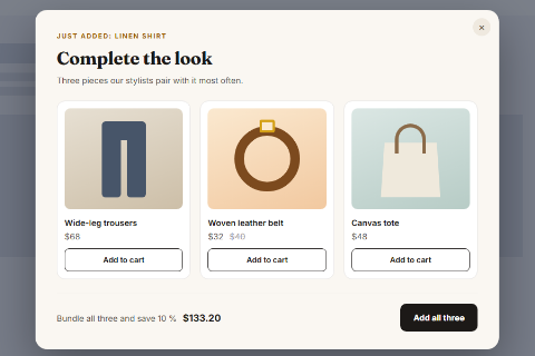 WooCommerce upsell preset